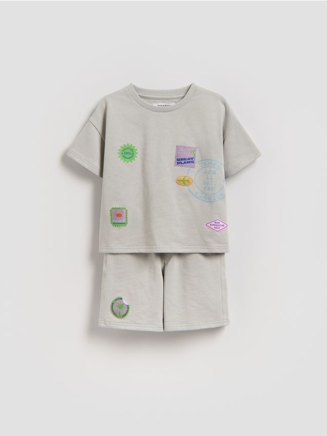 Reserved - Bawełniany komplet - jasnoszary