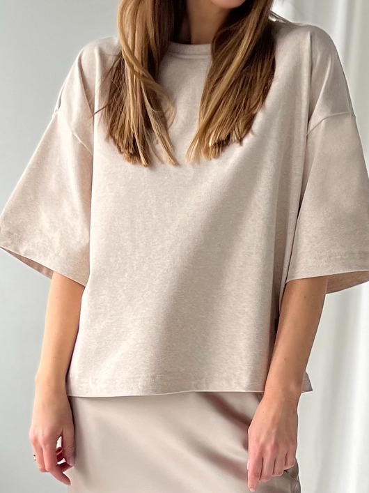 Crush / Beige - bawełniany t-shirt oversize