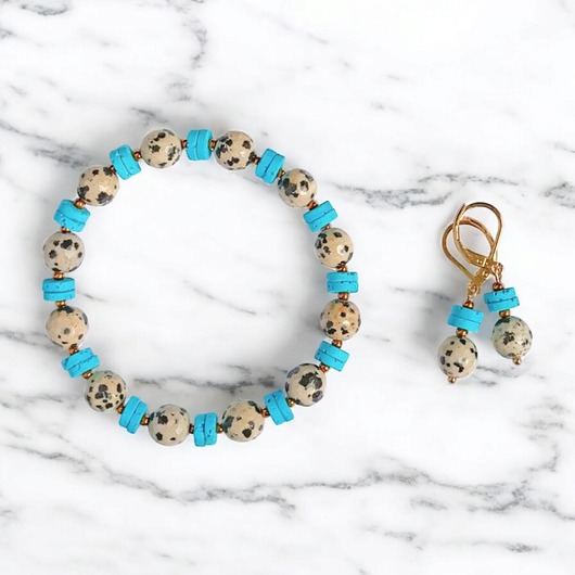 RAZEM TANIEJ! jasper collection : bransoletka i kolczyki : jaspis & lawa