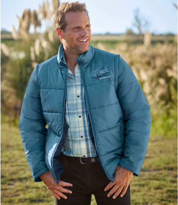 Pikowana kurtka 2 w 1 z odpinanymi rękawami Mężczyzna Atlas For Men - Kolor : Niebieski - Rozmiar : 5XL