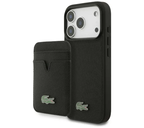 Lacoste Petit Pique MagSafe + Portfel do iPhone 17 Pro Czarny