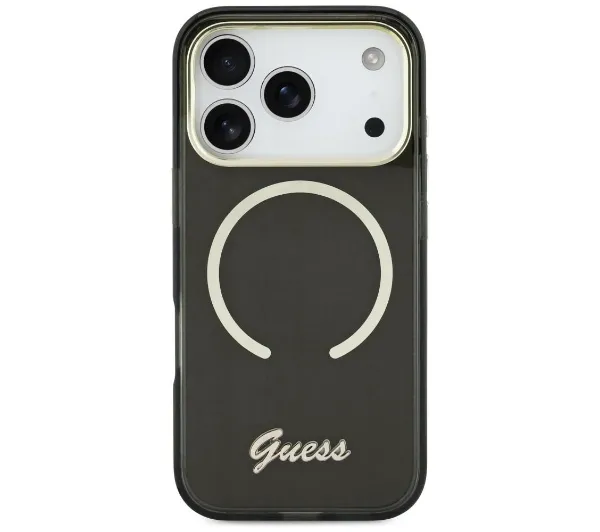 Guess IML Script Metal MagSafe do iPhone 17 Czarny