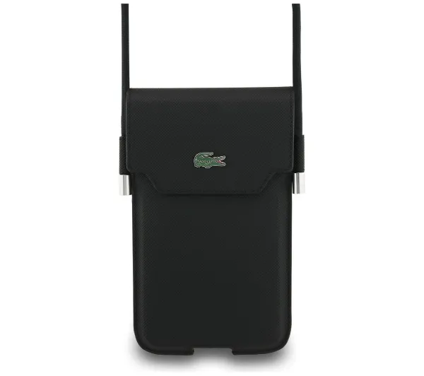 Lacoste Universal Sleeve Crossbody Petit Pique Metal Logo XL Czarny