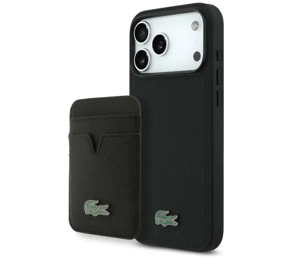 Lacoste Petit Pique MagSafe + Portfel do iPhone 17 Pro Max Czarny