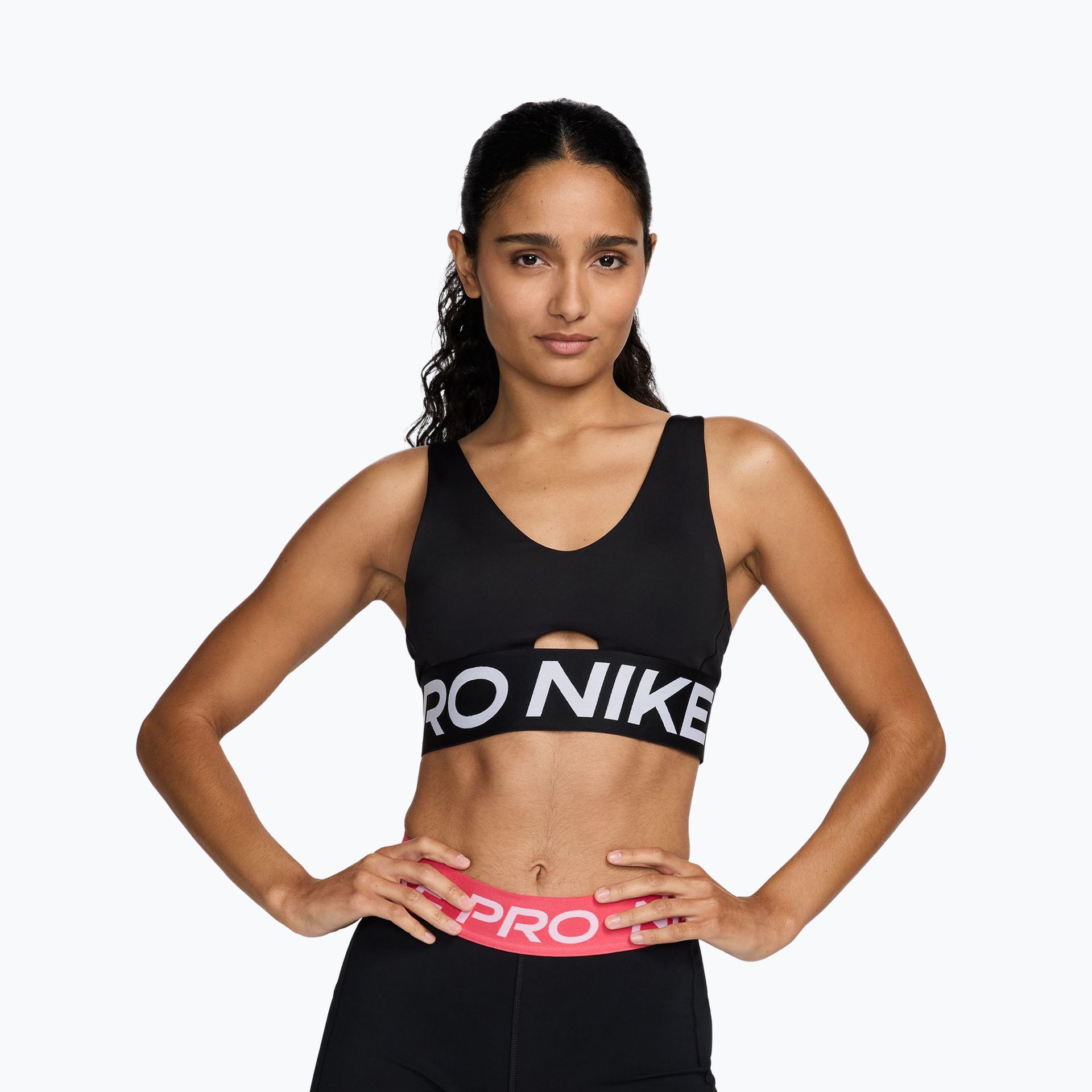 Biustonosz treningowy Nike Pro Indy Plunge black/white/white WYSYŁKA W 24H 30 DNI NA ZWROT