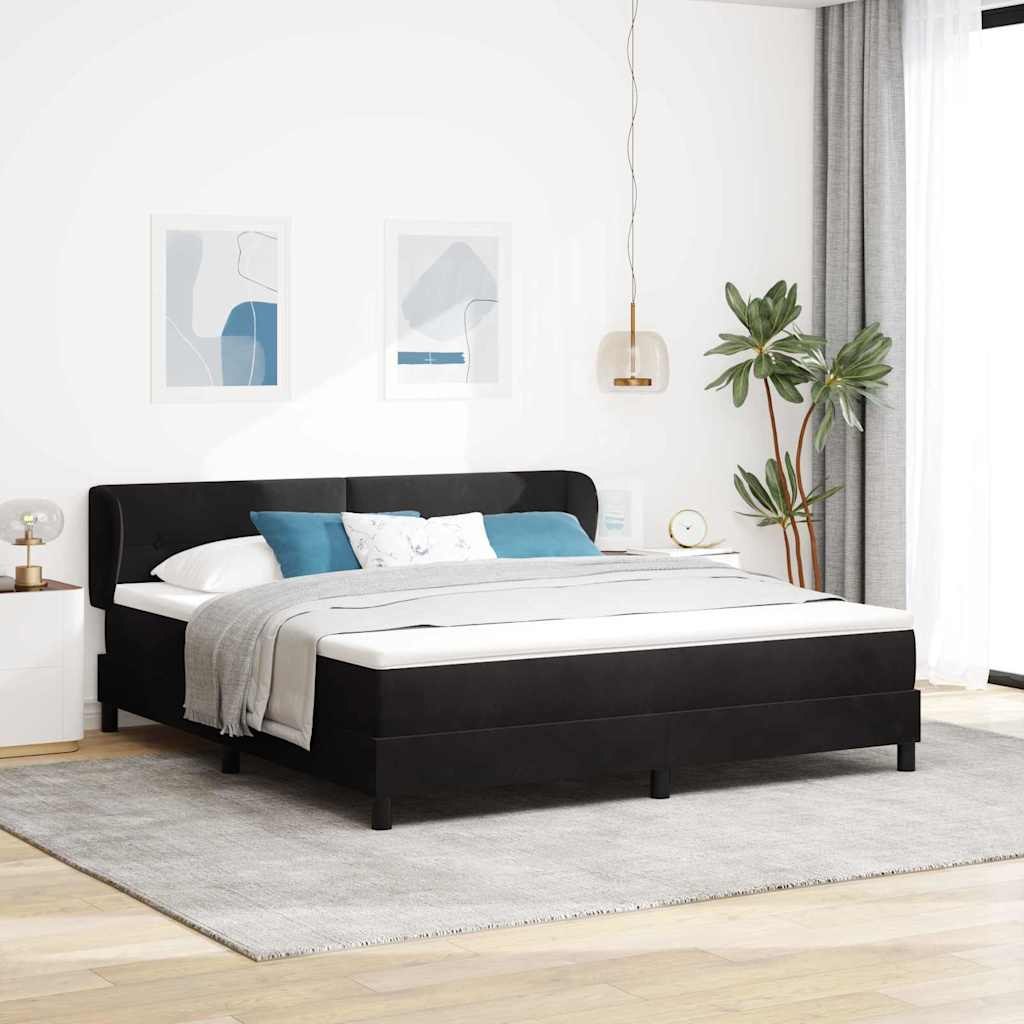 VidaXL Łóżko sprężynowe z materacem Czarny 180 x 200 cm Aksamit
