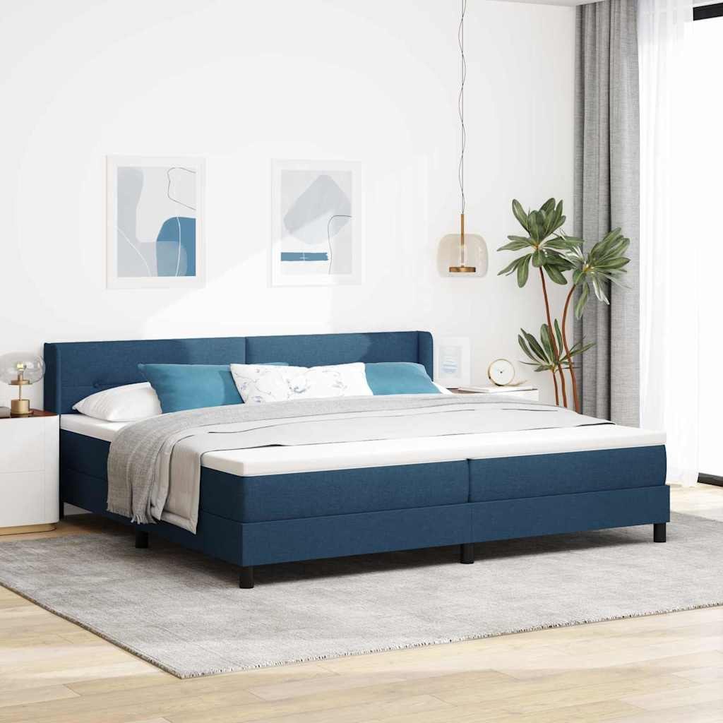 VidaXL Łóżko sprężynowe z materacem Niebieski 200 x 200 cm Poliester