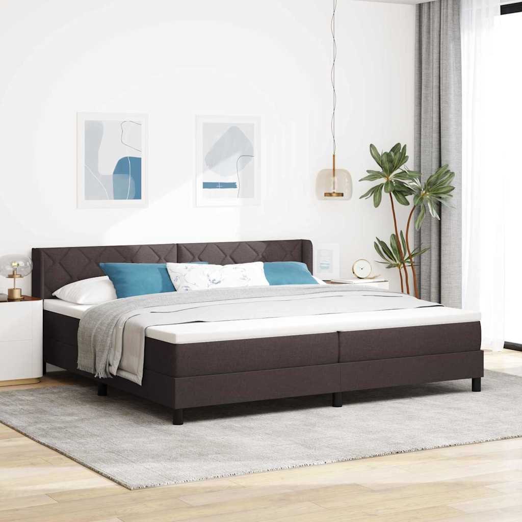 VidaXL Łóżko sprężynowe z materacem Ciemny brąz 200 x 200 cm Poliester