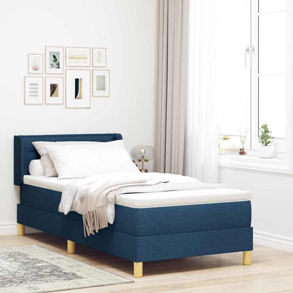 VidaXL Łóżko sprężynowe z materacem Niebieski 200 x 90 cm Poliester