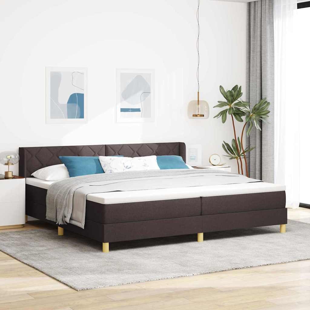 VidaXL Łóżko sprężynowe z materacem Ciemny brąz 200 x 200 cm Poliester