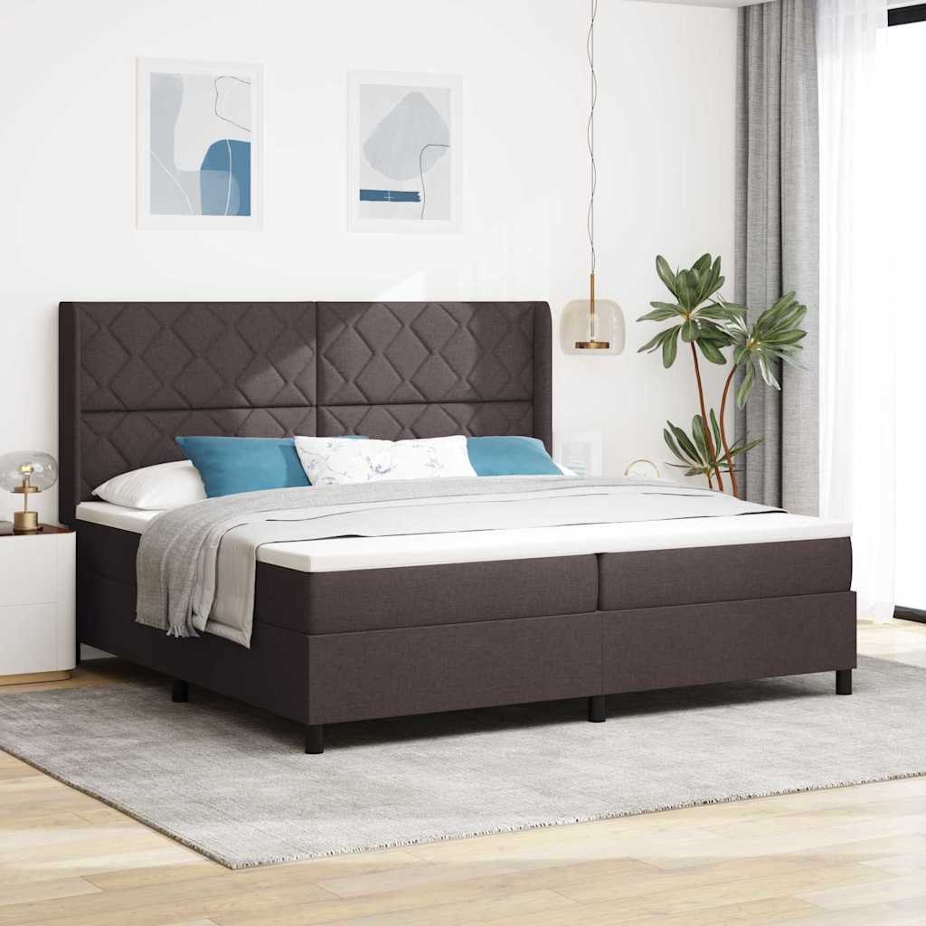VidaXL Łóżko sprężynowe z materacem ciemnobrązowy 200 x 200 cm tkanina