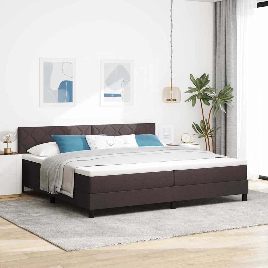 VidaXL Łóżko sprężynowe z materacem Ciemny brąz 200 x 200 cm tkanina