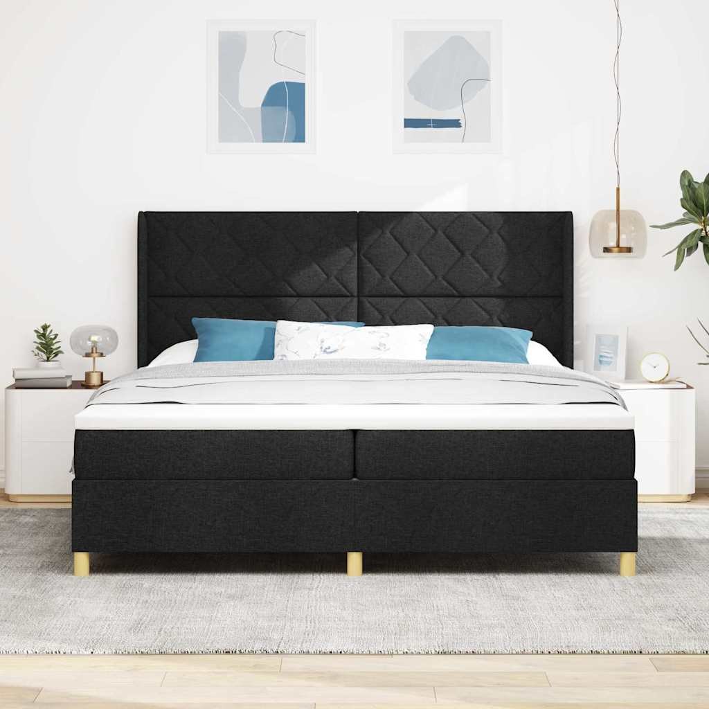 VidaXL Łóżko sprężynowe z materacem Czarny 200 x 200 cm tkanina