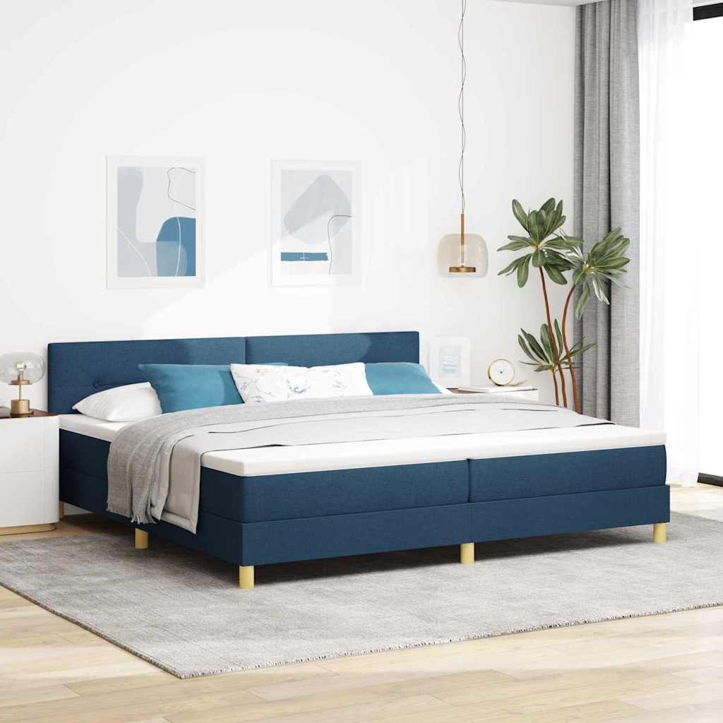 VidaXL Łóżko z sprężyną LED z materacem Niebieski 200 x 200 cm tkanina