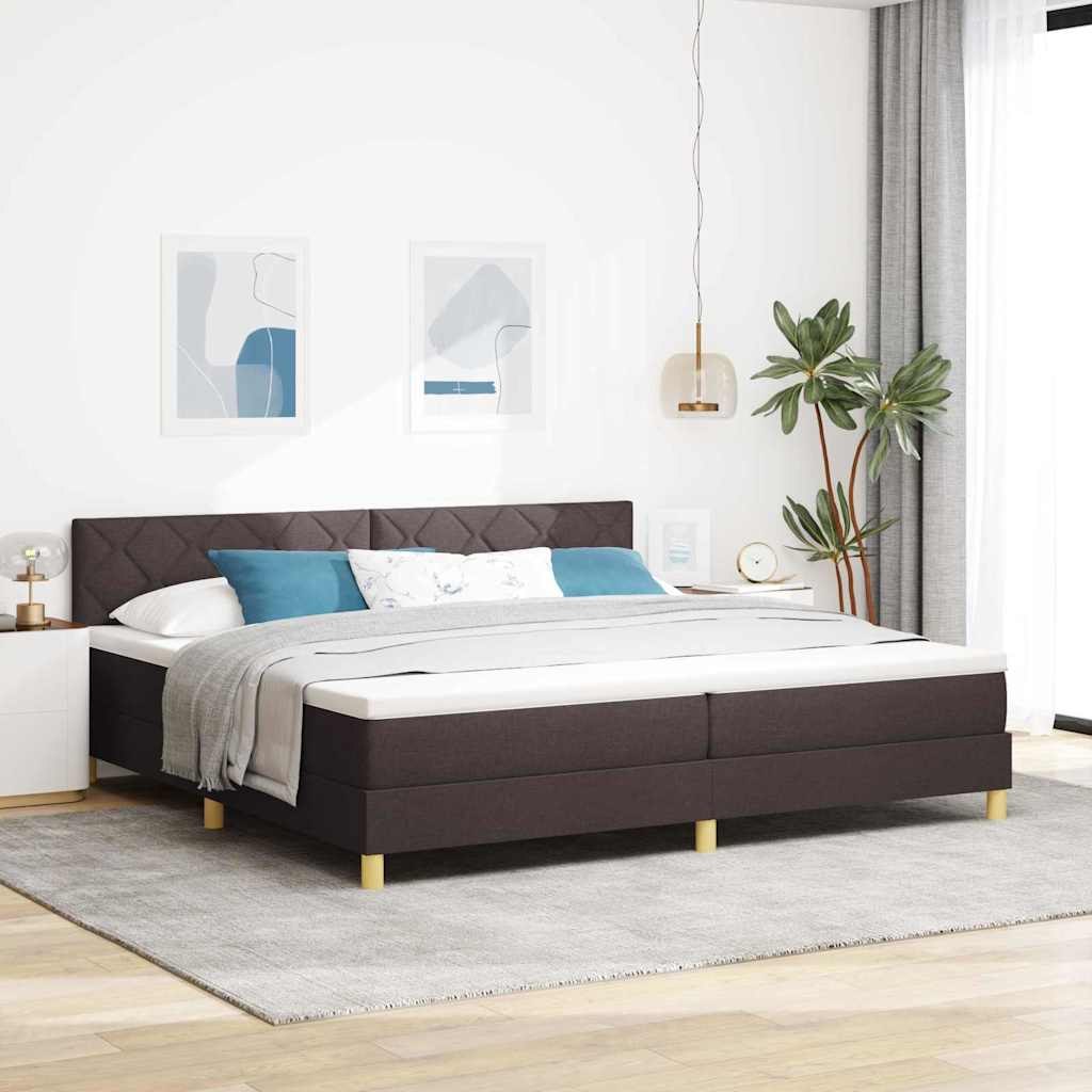 VidaXL Łóżko z sprężyną LED z LED Ciemny brąz 200 x 200 cm tkanina