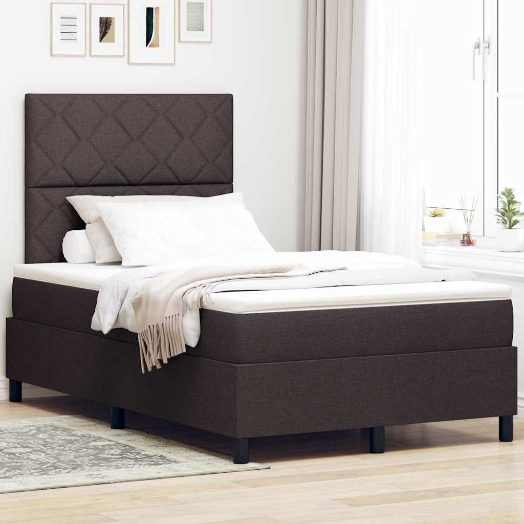 VidaXL Łóżko sprężynowe z materacem ciemnobrązowy 120 x 190 cm tkanina