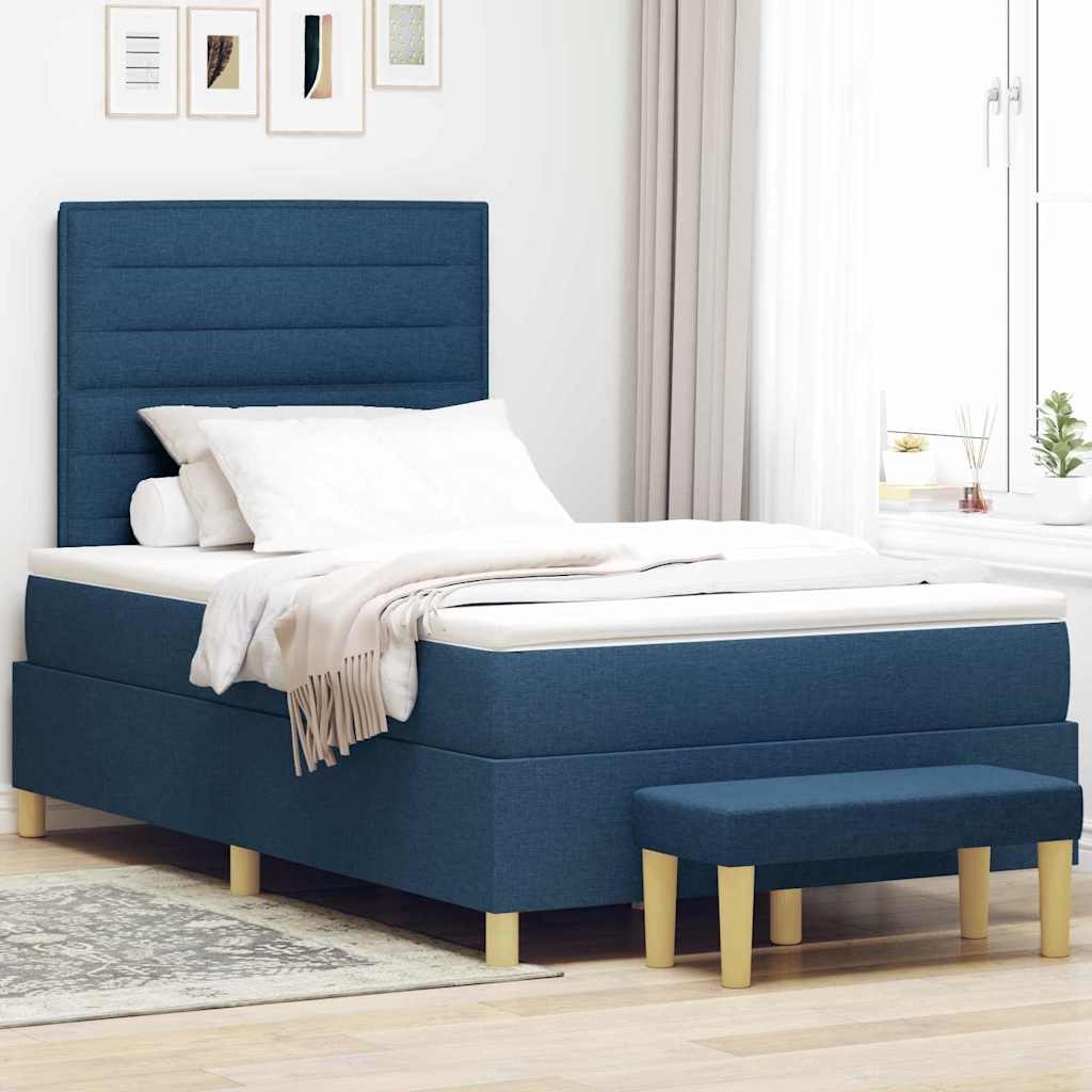 VidaXL Łóżko sprężynowe z materacem Niebieski 120 x 190 cm tkanina