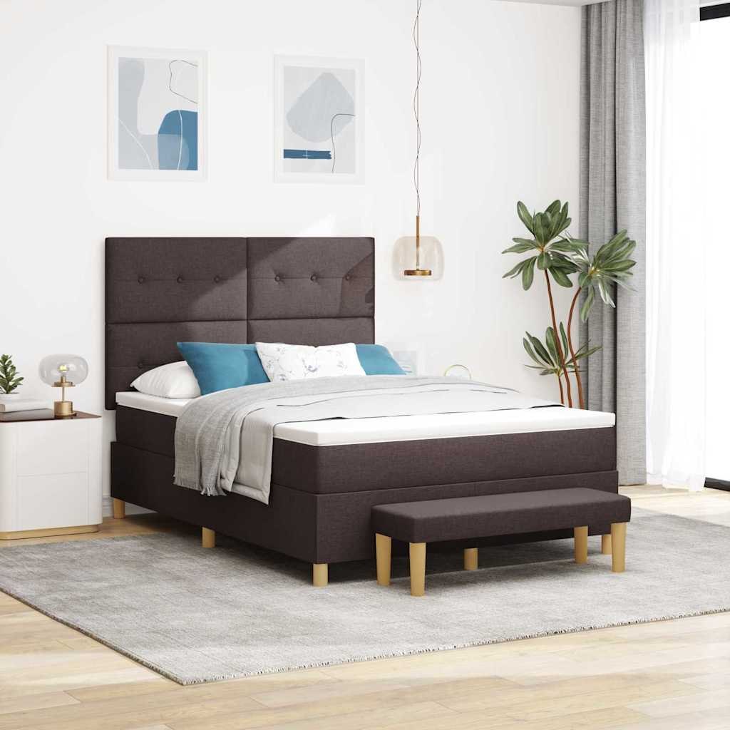 VidaXL Łóżko sprężynowe z materacem Ciemny brąz 160 x 200 cm tkanina