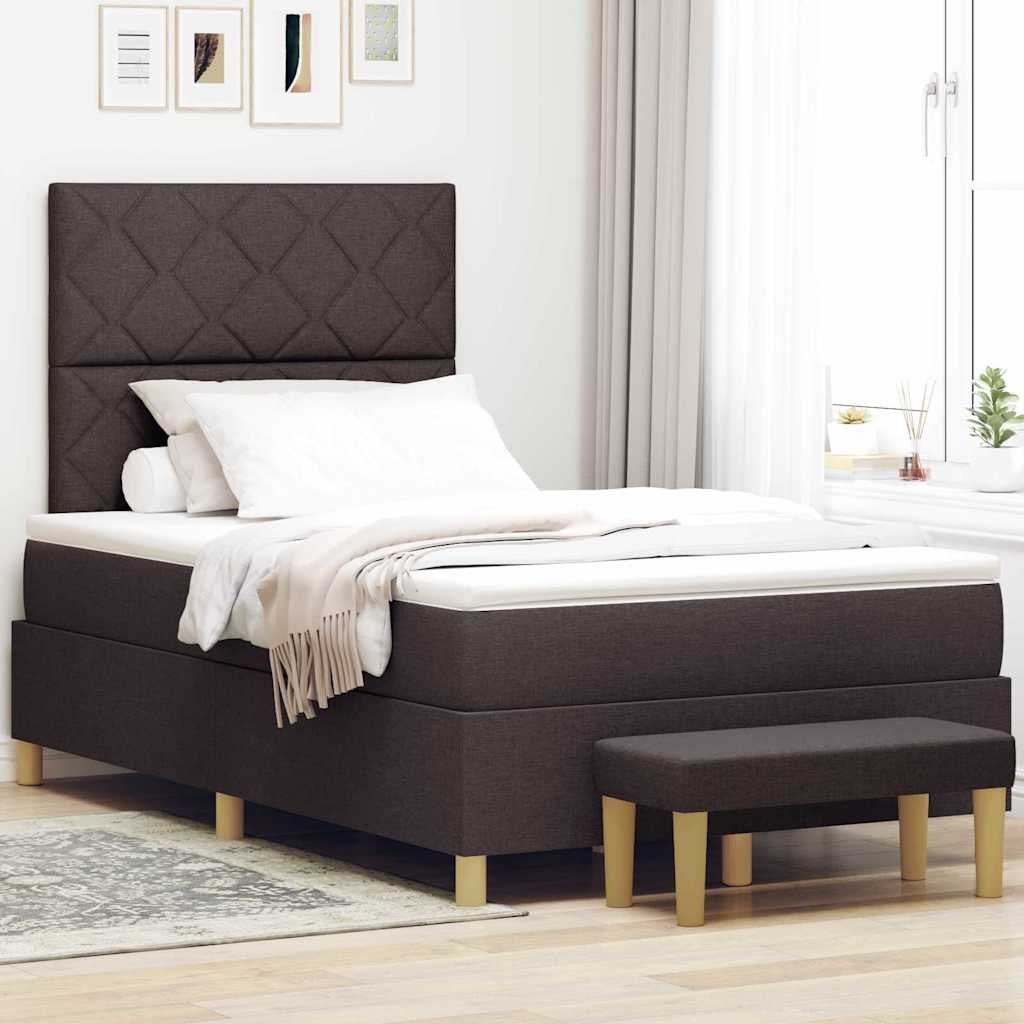VidaXL Łóżko sprężynowe z materacem ciemnobrązowy 120 x 190 cm tkanina