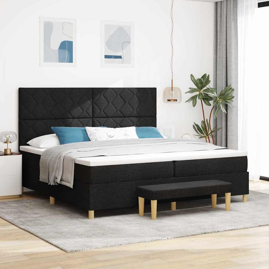 VidaXL Łóżko sprężynowe z materacem Czarny 200 x 200 cm tkanina