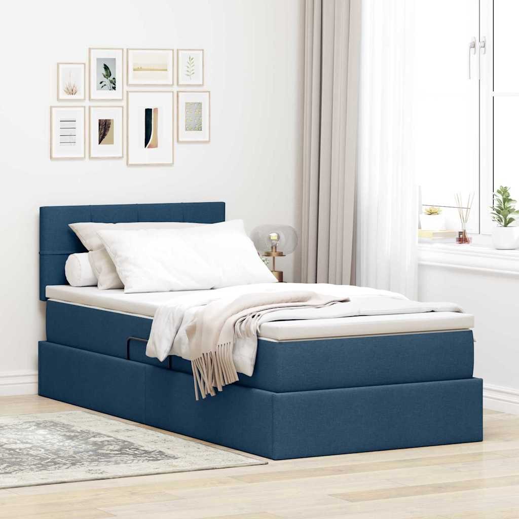 VidaXL Łóżko z miejscem na przechowywanie i LED Niebieski 100 x 200 cm
