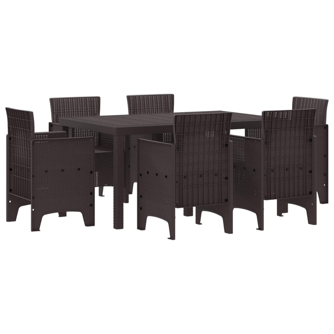VidaXL Zestaw do jadalni w ogrodzie 7 pcs Brązowy Rattan Polt