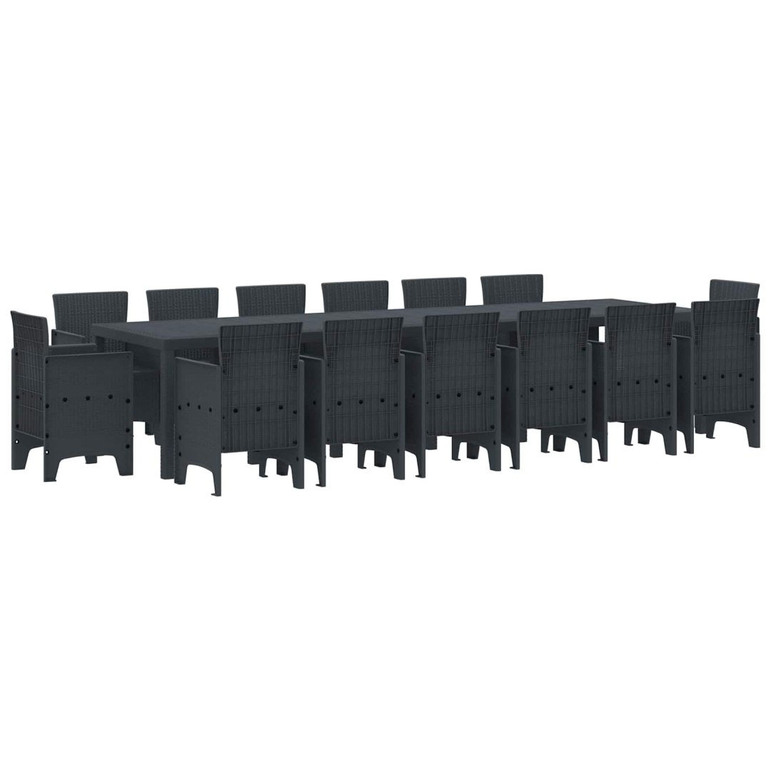 VidaXL Zestaw do jadalni w ogrodzie 15 pcs Antracyt Rattan Polt