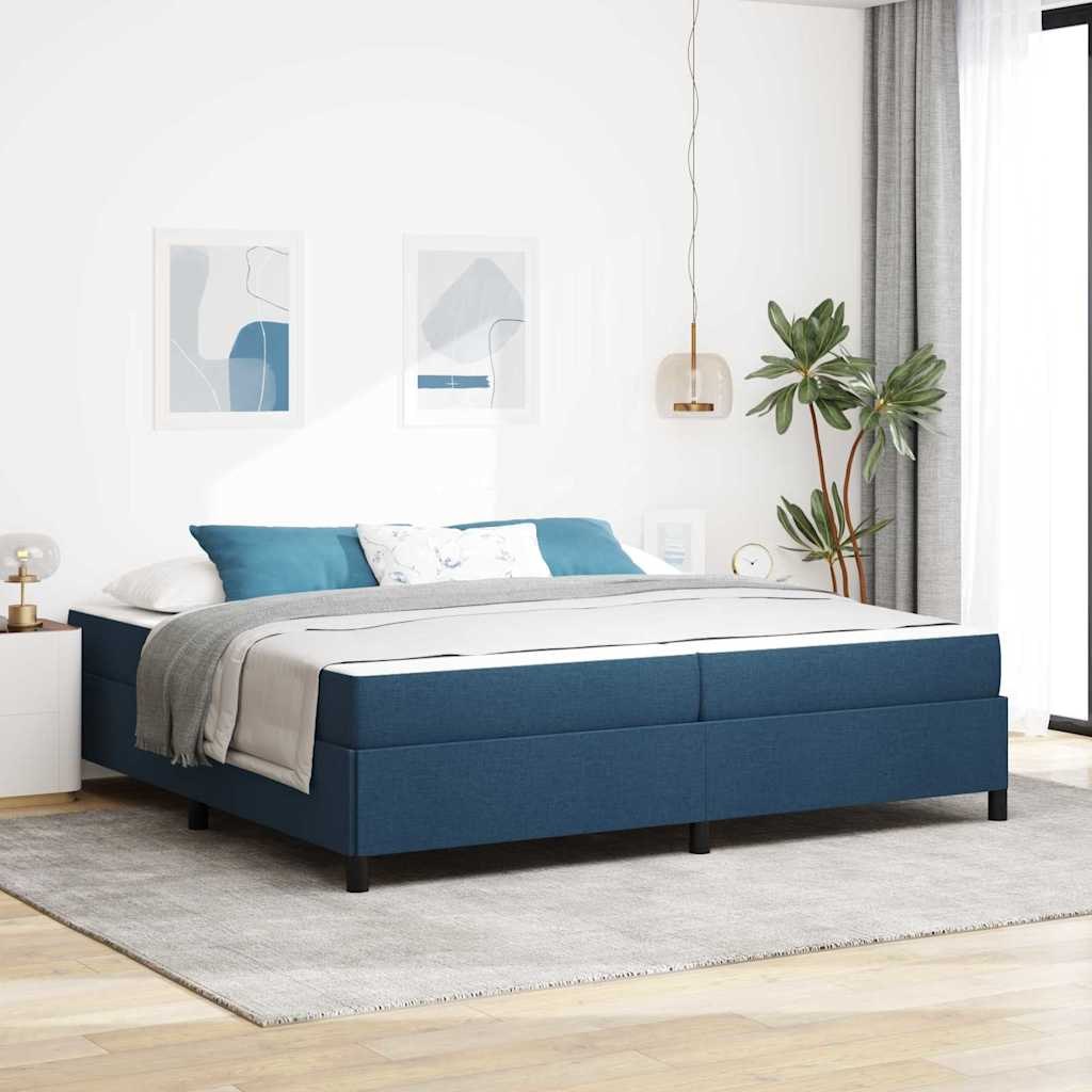 VidaXL Łóżko sprężynowe z materacem Niebieski 200 x 200 cm tkanina
