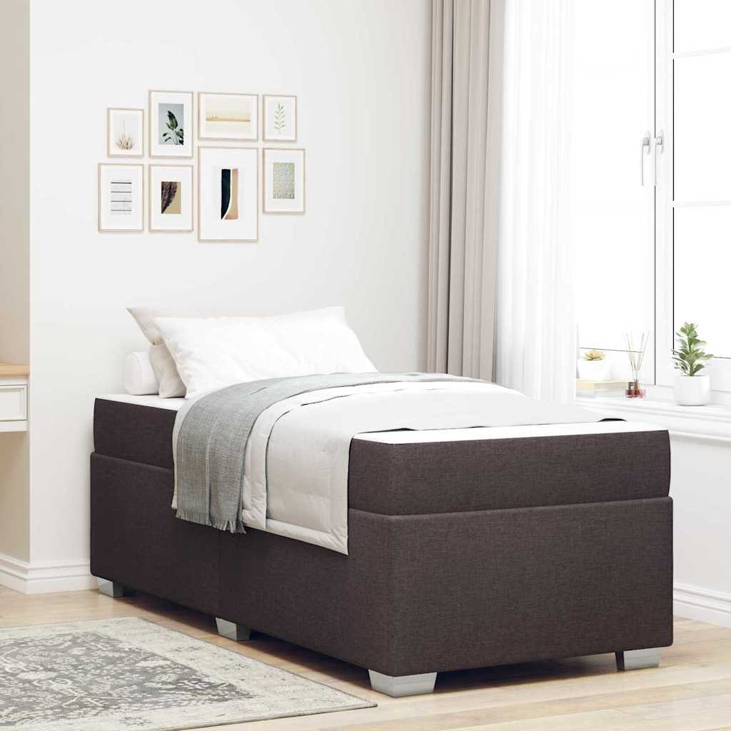 VidaXL Ramka łóżka z materacem Ciemny brąz 100 x 200 cm tkanina