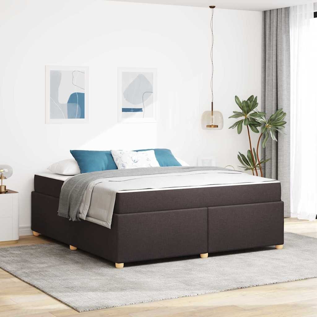 VidaXL Ramka łóżka z materacem Ciemny brąz 180 x 200 cm tkanina
