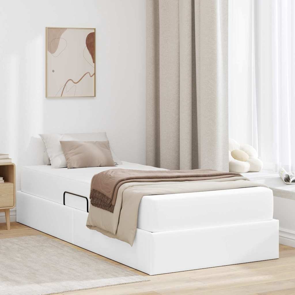 VidaXL Łóżko z miejscem na przechowywanie i materacem 2 pcs Biały