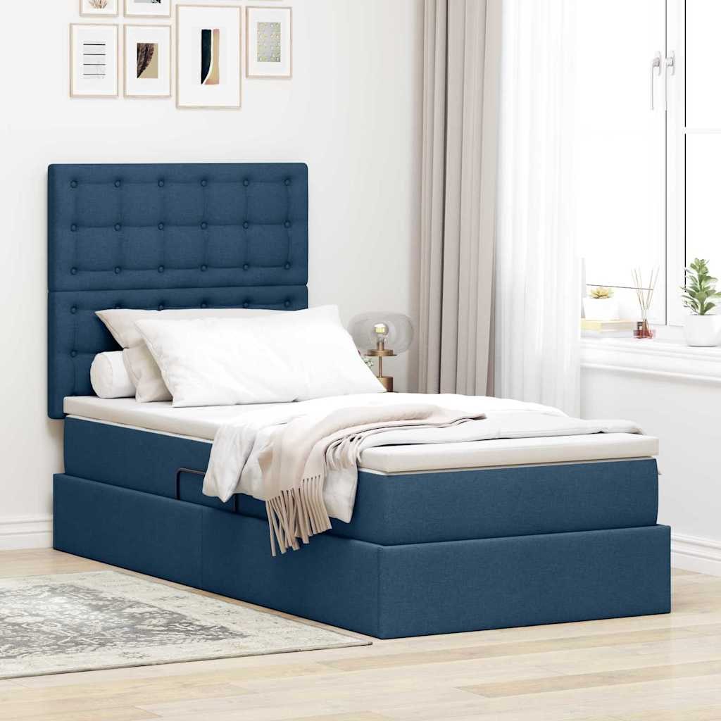 VidaXL Łóżko z miejscem na przechowywanie i LED Niebieski 90 x 190 cm