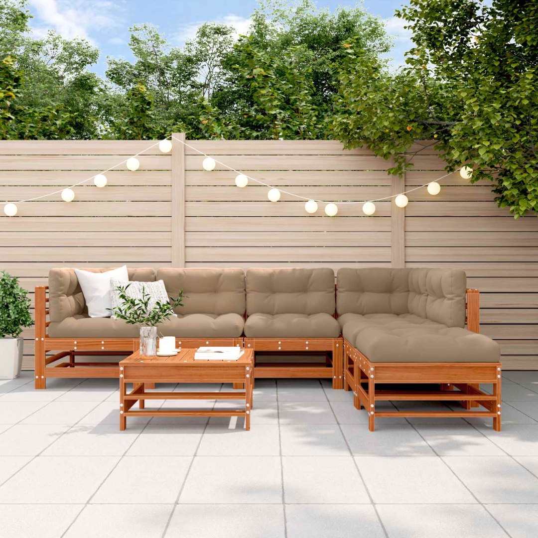 VidaXL Zestaw wypoczynkowy w ogrodzie 7 pcs Woskowy Brąz