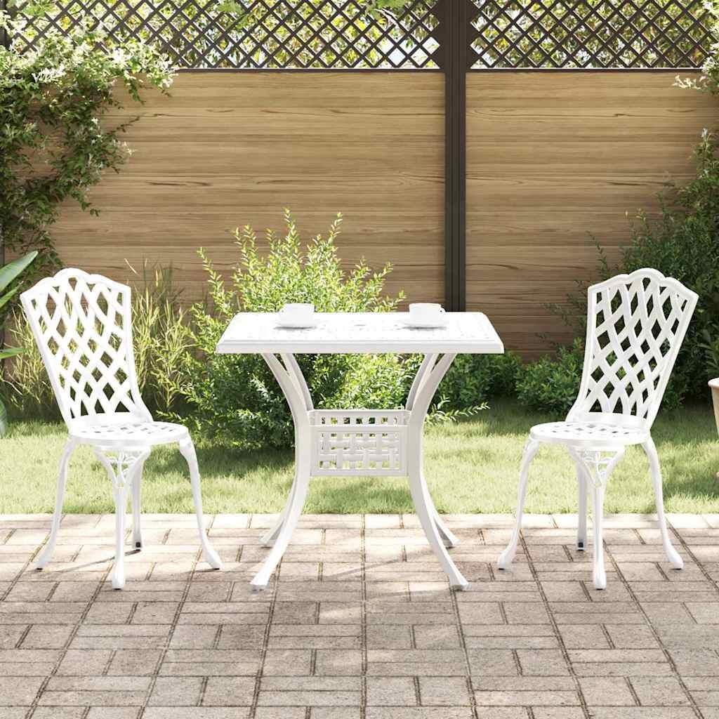 VidaXL Zestaw stołów ogrodowych 3 pcs Biały Aluminium odlewane