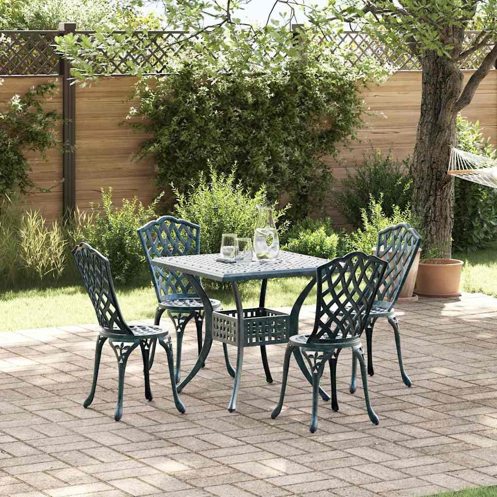 VidaXL Zestaw stołów ogrodowych 5 pcs Zielony Aluminium odlewane