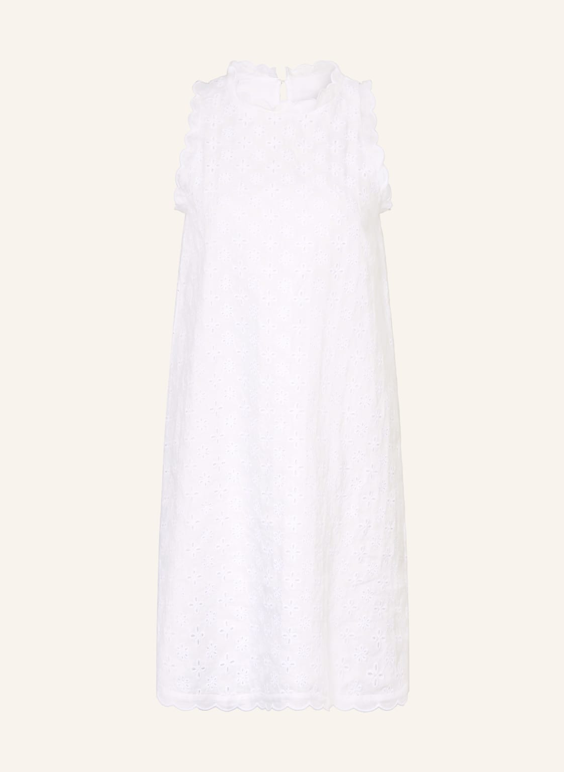 0039 Italy Sukienka Lniana Barby Z Koronki Ażurowej weiss