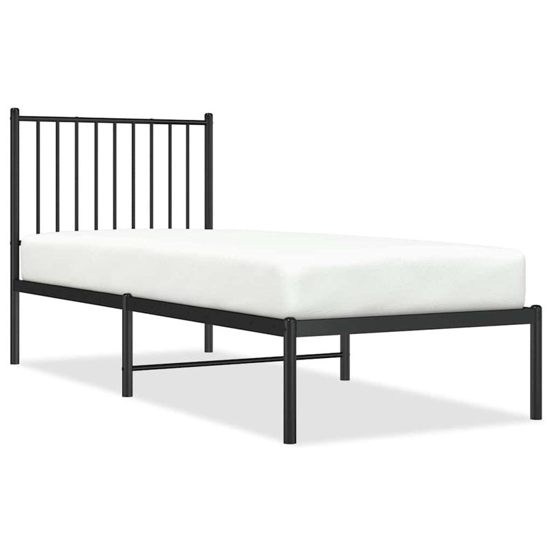Łóżko Metalowe Czarne Rama Łóżka Ze Stelażem Do Sypialni Pokoju 75x190 cm