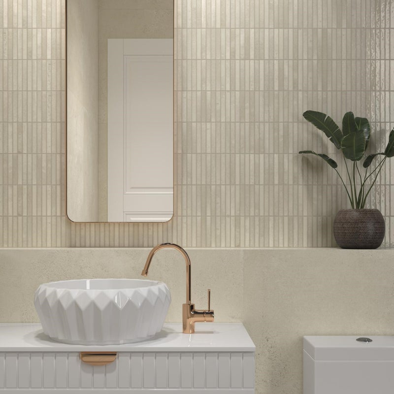 Mozaika Kit-Kat Ivory Glossy 11,5x23,1 cm – jasnobeżowa okładzina ścienna z gresu porcelanowego o wysokim połysku, wykończenie premium