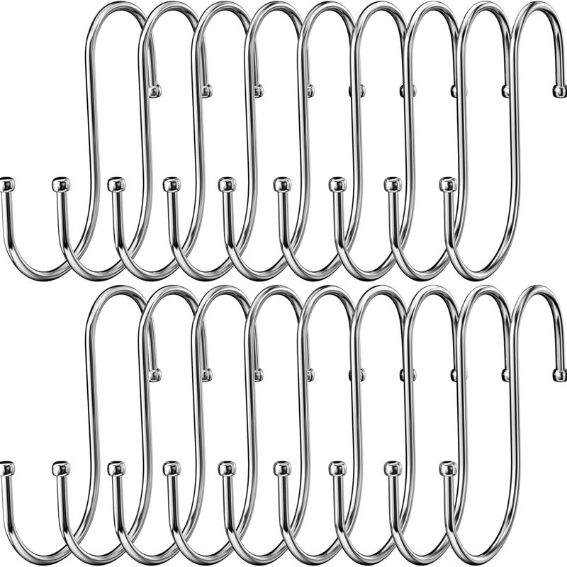 Opakowanie 100 haczyków w kształcie litery S ze stali nierdzewnej, solidne podwójne metalowe haki do wieszania kubków, ubrań, garnków i patelni