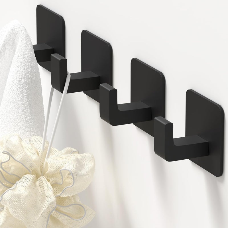 Zestaw 4 samoprzylepnych haczyków na ręczniki – haczyki do łazienki i kuchni – haczyki samoprzylepne, nie wymagające wiercenia