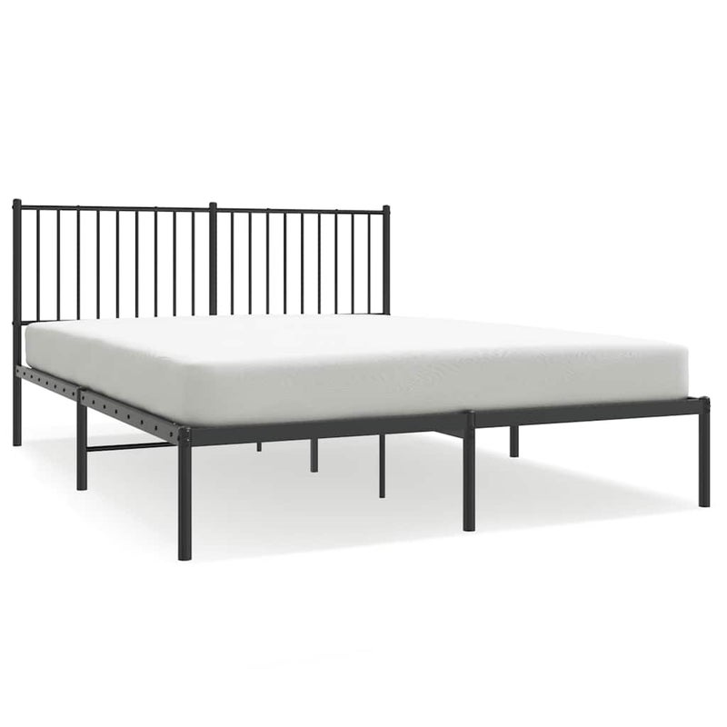 Łóżko Metalowe Czarne Rama Łóżka Ze Stelażem Do Sypialni Pokoju 150x200 cm
