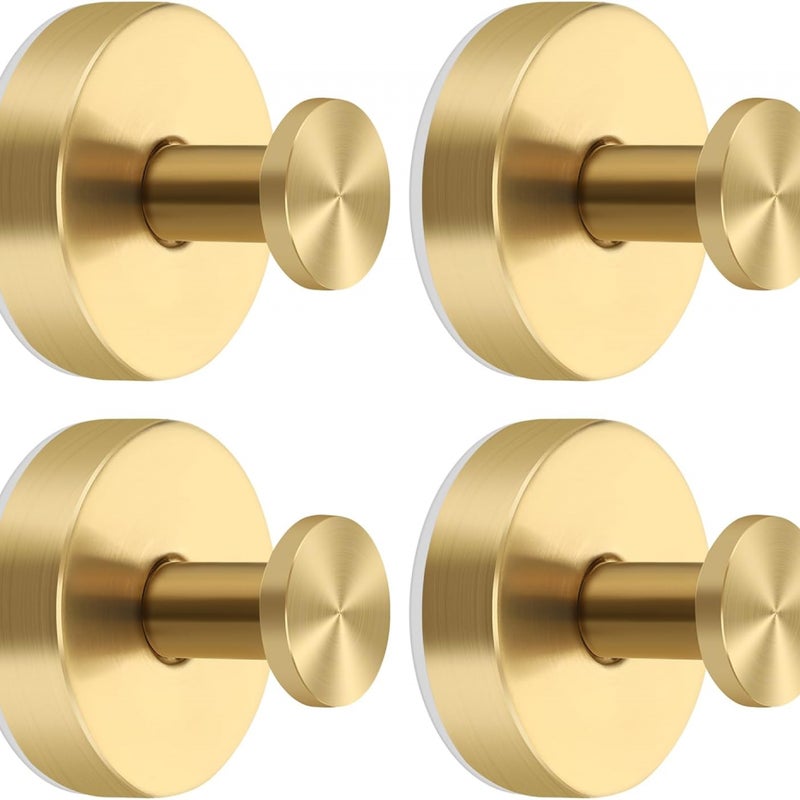 Zestaw 4 solidnych, złotych haczyków z przyssawkami - Wieszak na ręczniki - Wodoodporne haczyki do kuchni i łazienki