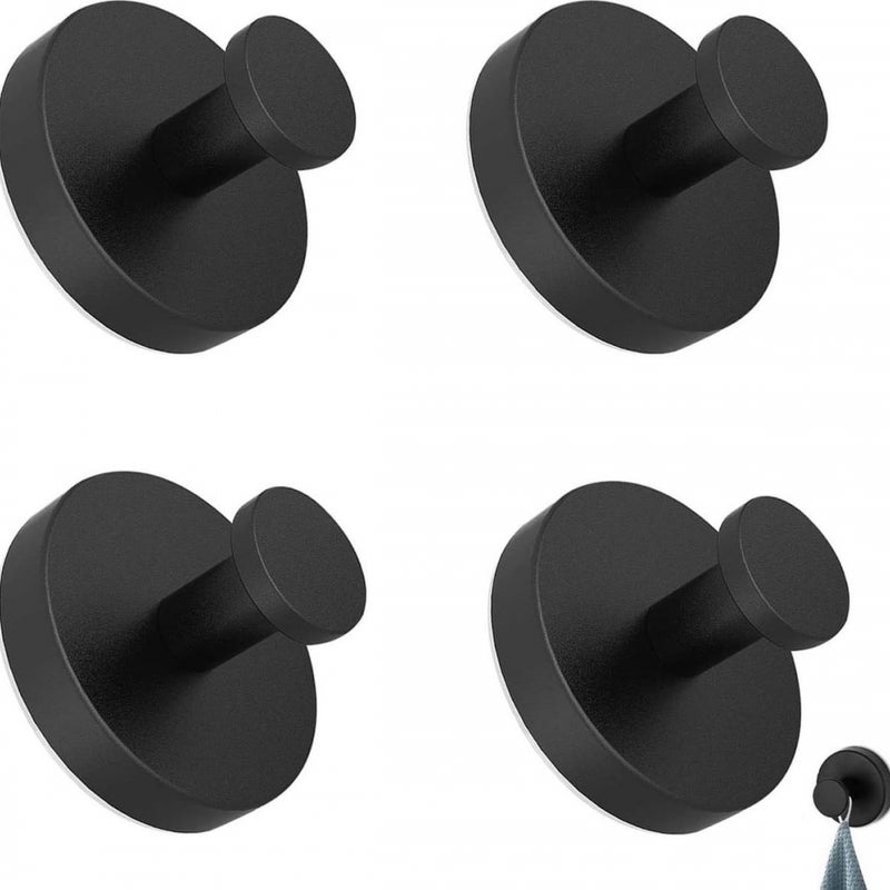 Zestaw 4 haczyków z przyssawką - mocny czarny haczyk z przyssawką - wieszak na ręczniki - wodoodporny haczyk do kuchni i łazienki