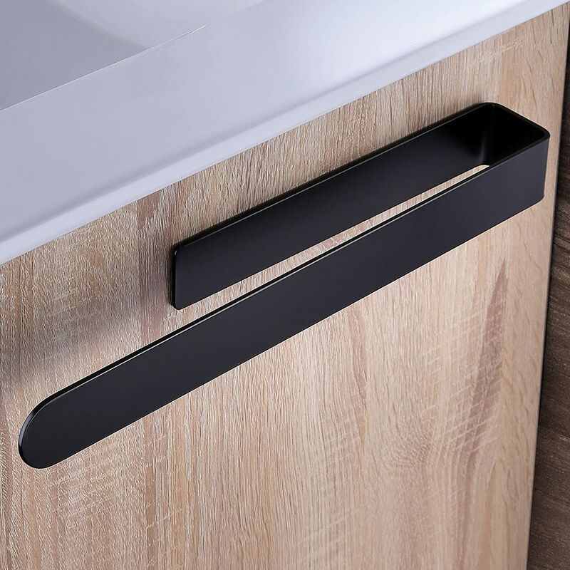 37 cm samoprzylepny wieszak na ręczniki ze stali nierdzewnej bez wiercenia - czarny, uchwyt na ręczniki łazienkowe