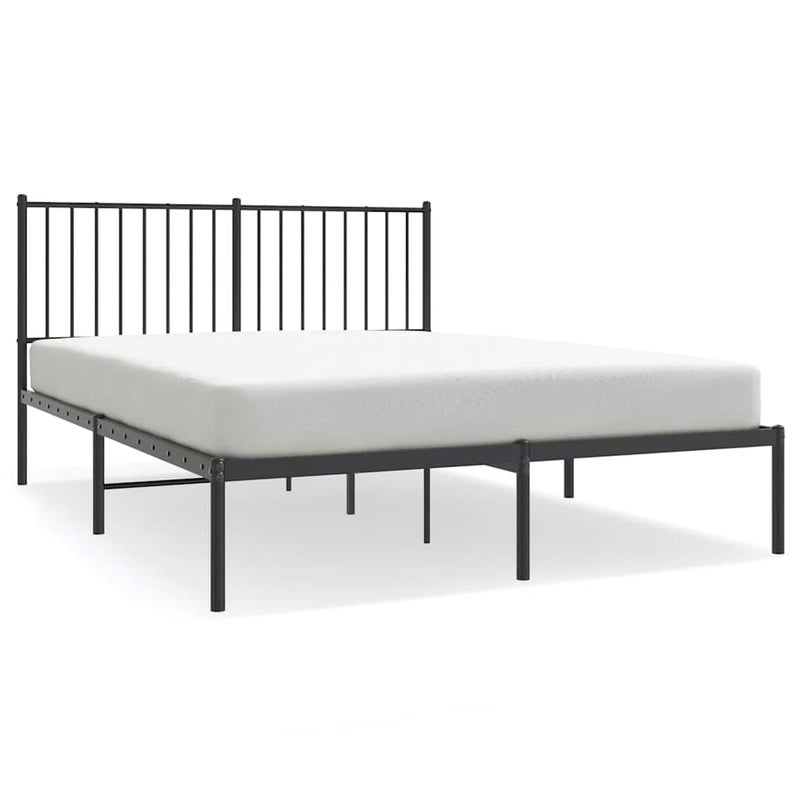 Łóżko Metalowe Czarne Rama Łóżka Ze Stelażem Do Sypialni Pokoju 135x190 cm