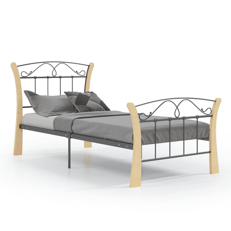 Łóżko Metalowe Czarne Rama Łóżka Ze Stelażem Do Sypialni Pokoju 90 x 200 cm
