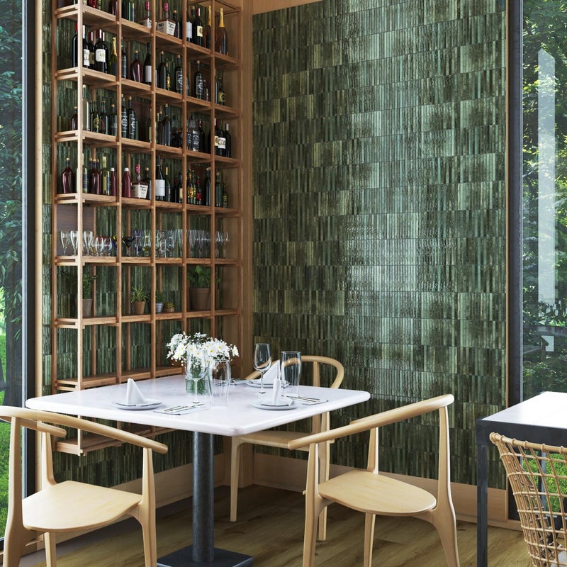 Mozaika Kit-Kat Grass Glossy 11,5x23,1 cm – zielona, błyszcząca okładzina ścienna premium z gresu porcelanowego