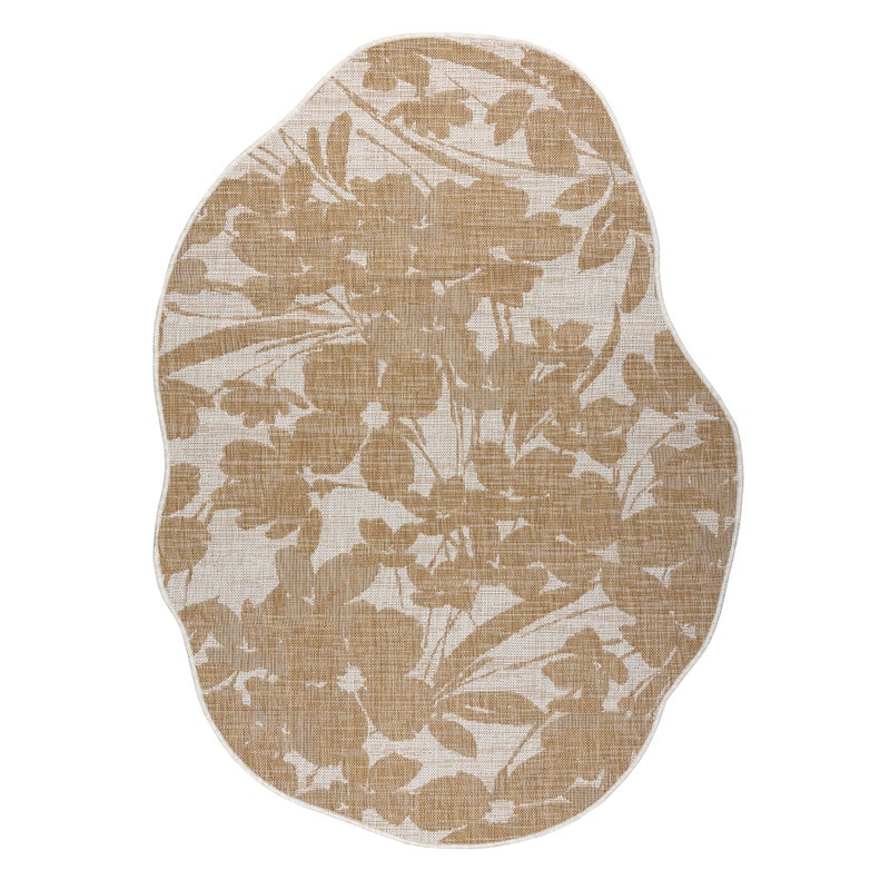 Dywan ORGANIC 2735 sizal Kwiaty ecru / naturalny - nowoczesny nieregularny kształt 133x190 cm