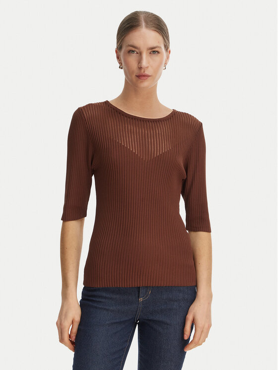 Rinascimento Bluzka CFM0012240003 Brązowy Slim Fit