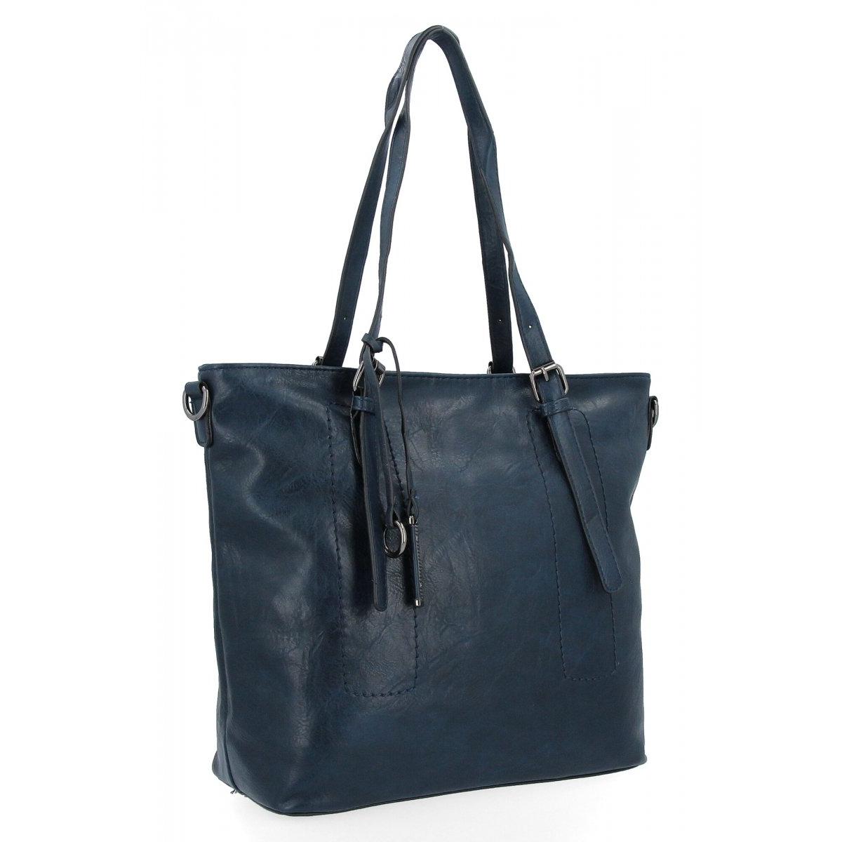 Uniwersalna Torebka Damska XL Shopper Bag firmy Hernan HB0213-1 Granatowa